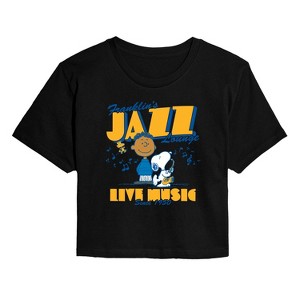 Women's - Peanuts - Franklins Jazz Lounge -Juniors Cropped Short Sleeve Graphic T-Shirt Cropped Graphic T-Shirt - 1 of 4