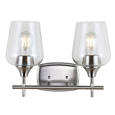 Contemporary Nickel 15'' Dual-Light Wine Glass Wall Sconce