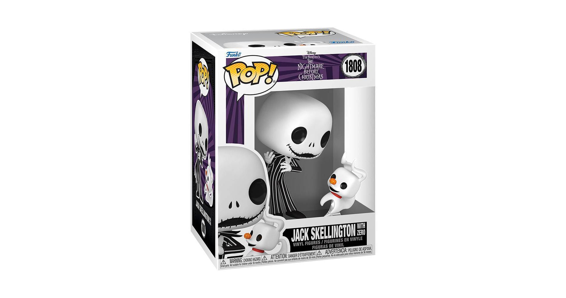 Funko POP! Disney Tim Burton's The Nightmare Before Christmas - Jack Skellington with Zero Vinyl Figures #1808
