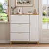 FUFU&GAGA White Shoe Storage Cabinet with Foldable Compartments and Drawer - image 4 of 4