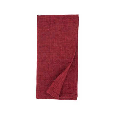 Red Plaid Stitched Cotton Napkin Set, 20"x20" (Set of 12)