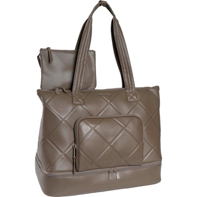 Max Studio 21 Inch Lamby Diamond Quilted Drop Bottom Duffle Bag