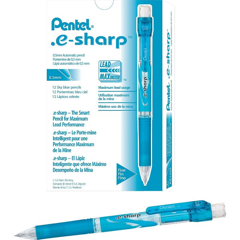 Pentel .e-Sharp Mechanical Pencil .5 mm Sky Blue Barrel AZ125S, 3 of 4