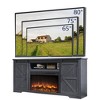 Fireplace TV Stand for 80 Inch TV, 32" Tall Farmhouse Entertainment Center with Drawer, Media Console With Sliding Barn Door for Living Room - 3 of 4