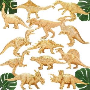 12-Piece Metallic Gold Safari Animal Figures, Plastic Jungle Wild Animal Toys for Baby Shower, Party & Christmas Decoration - 1 of 4