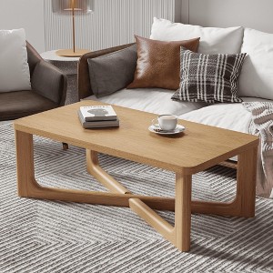 Spassway Rectangular Coffee Table Wood Living Room Table with Wood Grain Top Modern Living Room Bedroom Furniture for House Apartment - 1 of 4