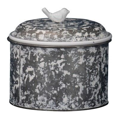 Galvanized Silver Metal Lidded Decorative Storage Trinket Box - Foreside Home & Garden