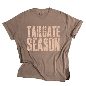 Tailgate Season Block Distressed - Women's Garment Dyed Graphic T-Shirt - 1 of 4