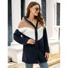 Women's Fuzzy Hoodies Color Block Cardigan Oversized Pockets Warm Jackets Fleece Hoodies - 4 of 4