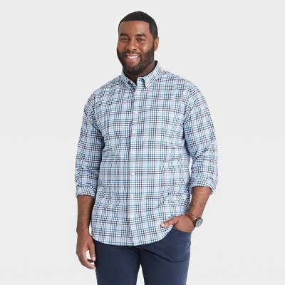 Men's Big & Tall Standard Fit Stretch Poplin Long Sleeve Button-Down Shirt - Goodfellow & Co™