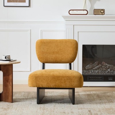 Vynxaria [Set of 2] Modern Lounge Chair with Polyester Upholstery Sturdy Wood Base With Walnut Finish Minimalist and Stylish