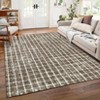 Checkered Rug for Living Room Blue Braided Geometric Print Soft Low-Pile Thin Large Washable Rugs - 2 of 4