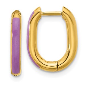 Chisel Stainless Steel Polished Yellow IP-plated with Purple Enamel 2.40mm Elongated Hinged Hoop Earrings - 1 of 4