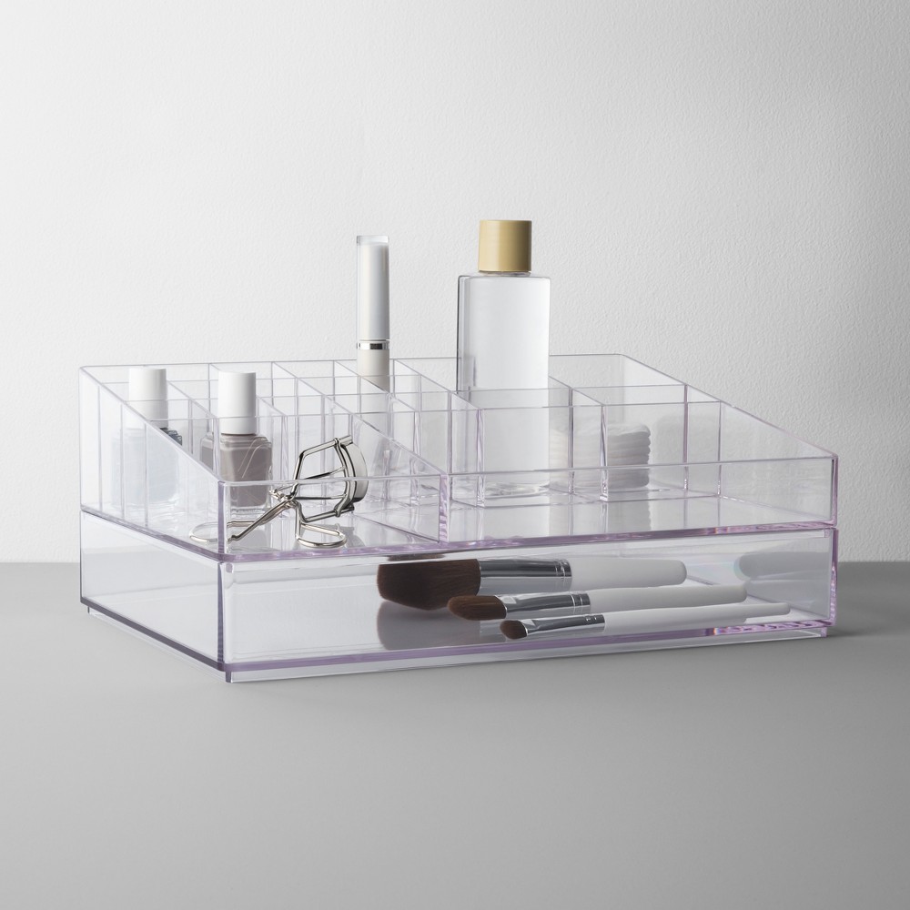Extra Large Bathroom Plastic Tiered Cosmetic Organizer Clear - Made by Design