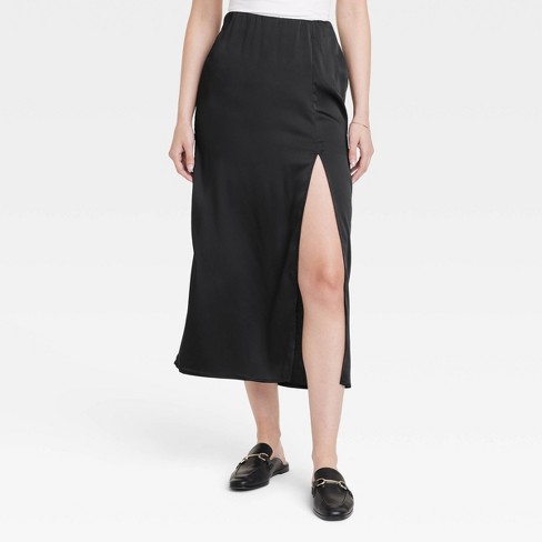 Women's A-Line Maxi Slip Skirt - A New Day™ Black XS