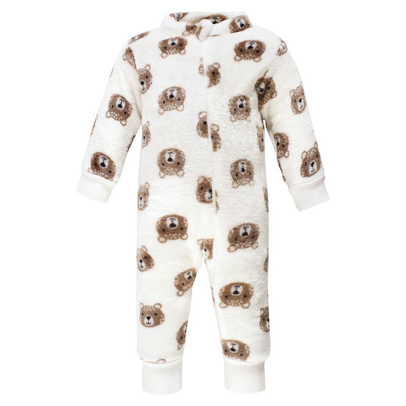 Hudson Baby Infant Boy Plush Jumpsuits, Brown Bear, 3 of 5