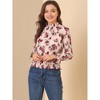 INSPIRE CHIC Women's Smocked Waist Ruffled Hem Stand Collar Floral Dots Blouse - 2 of 4