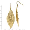 Chisel Stainless Steel Polished and Textured Yellow IP-plated Leaves Dangle Earrings Shepherd Hook - 4 of 4