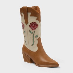 Botas Natalie vaqueras para mujer con plantilla de espuma viscoelástica - Universal Thread™ Crema