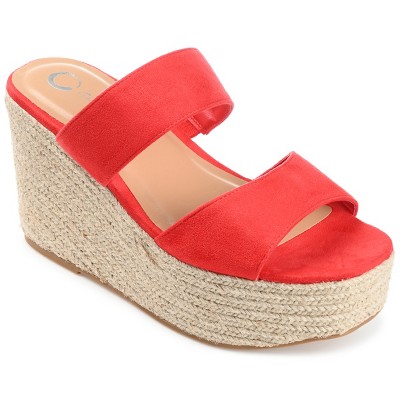 Journee Collection Womens Ilyana Tru Comfort Foam Wedge Heel Espadrille Sandals Red 7.5
