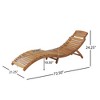 SKRAN Patio Lounge Chairs for Outside Folding Acacia Wood Chaise Lounge with Side Handle Sun Lounger for Poolside, Lawn, Backyard - 3 of 4