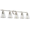 POWLIG 38.5-in 5-Light Modern Polished Nickel Dimmable Bathroom Vanity Light with Cone Clear Glass Shade - 2 of 4