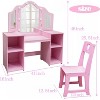 Coucheta Princess Vanity Set with Lights - 2-in-1 Makeup Desk & Chair, Storage Shelves & Cabinet, Play Dressing Table for Little Girls - 3 of 4