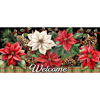 Briarwood Lane Winter Christmas Mixed Poinsettias Mini Mat 22x10 Indoor Outdoor For Christmas Doormat