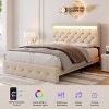 Queen / Full Size Upholstered Bed Frame with Adjustable Headboard Charging Station and LED Lights - 4 of 4