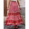Women's Boho Maxi Skirt - Flowy Flared Ruffle Design for Summer & Going Out Outfits Boho Pink - 2 of 4