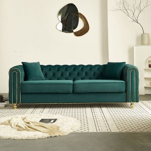 NicBex Couches for Living Room 86" Loveseat Sofa Luxury Modern Velvet Fluffy Upholstered 2-seater Sofa with 2 Throw Pillows for Bedroom - 1 of 4