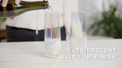 Rainbow Iridescent Stemless Wine Glasses Set of 2