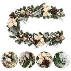 6ft Silver Pre-Lit Garland with 20 Battery-Operated Lights, Ball Ornaments, Ribbons and Bows for Indoor/Outdoor Decor - 1 of 4