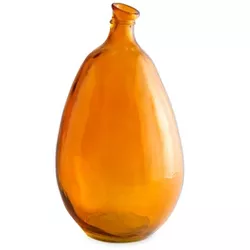 VivaTerra Recycled Tall Glass Balloon Vase, 19" - Orange