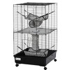 PawHut Small Animal Cage Habitat for Ferret with Wheels Hammocks Tunnels and 3 Doors, Black - 4 of 4