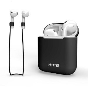 iHome Airpods Case Cover with Wired Magnetic Neckband, Airpods Generation 2 & Generation 1, Black - 1 of 4