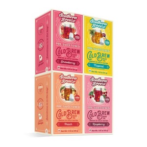 Southern Breeze Cold Brew Sweet Tea Variety Pack, 20 Individually Wrapped Tea Bags, Pack of 4 Strawberry, Peach, Raspberry and Tropical - 1 of 4