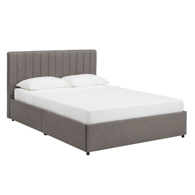 Inspire Q Queen Caiden Channel Headboard Bed Gray Linen