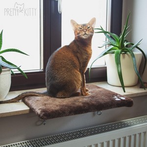 Pretty Kitty Window Cat Bed for The Window Sill - Brown - 1 of 3