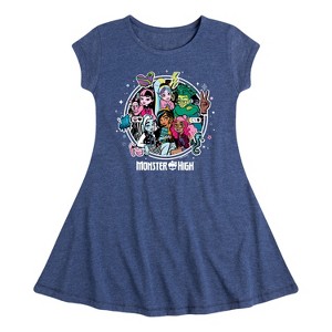 Girls' - Monster High - Group Circle Fit & Flair Cap Sleeve Dress - 1 of 3