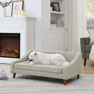 DOMETOUR Durable Elevated Dog Sofa Bed,Pet sofa with modern irregular armrest design,Comfortable soft dog sofa-Beige - 1 of 4