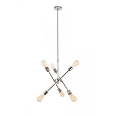 Elegant Lighting Axel 6 Lights Polished Nickel Pendant
