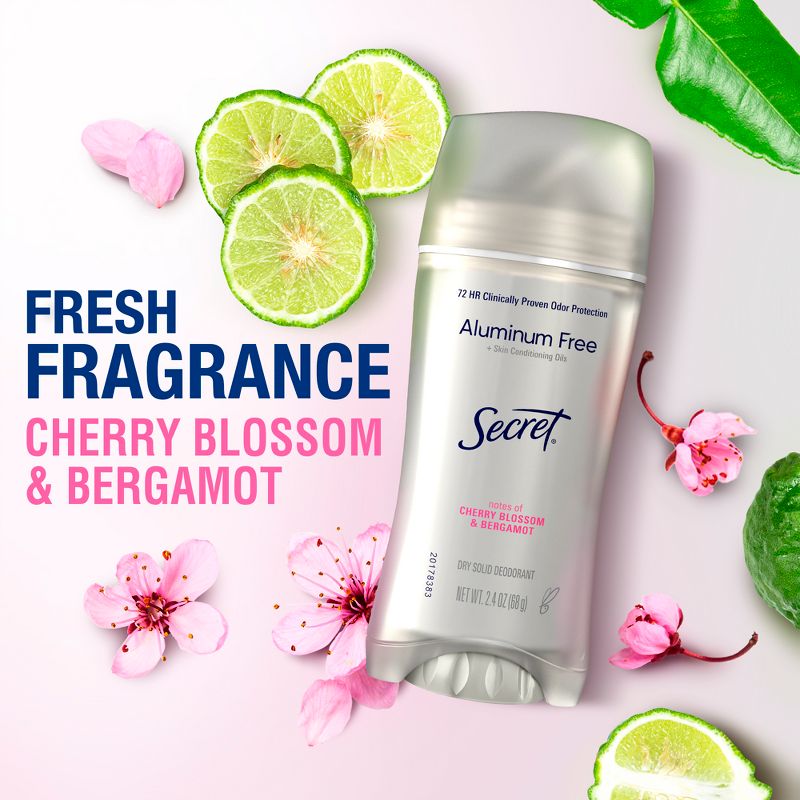 Secret Clinically Proven Aluminum Free Deodorant for Women - Cherry Blossom &#38; Bergamot - 2.4oz, 4 of 8
