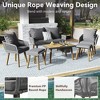 CAVINAS 6 Piece Outdoor Dining Table Set, Rope Out Door Table and Chairs with Acacia Wood Cool Bar Table and Ice Bucket for Backyard, Gray - 4 of 4