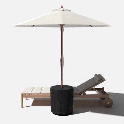 Black Plastic-Concrete Outdoor Side Table with Umbrella Hole