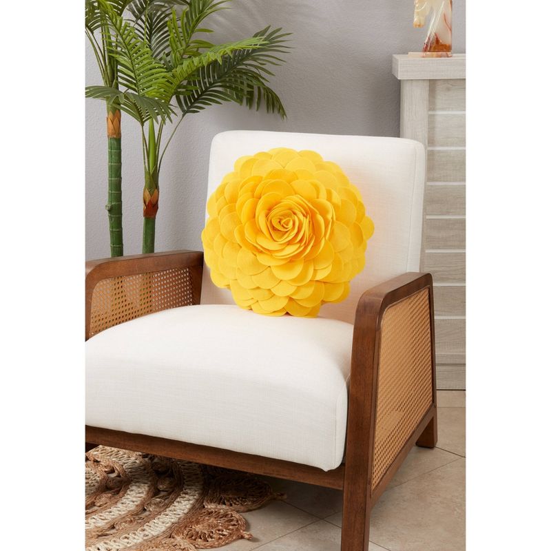 Flower Design Round Throw Pillow - Saro Lifestyle, 4 of 5