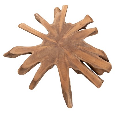 Merci Natural Brown Teak Wood and Black Metal Abstract Accent Table