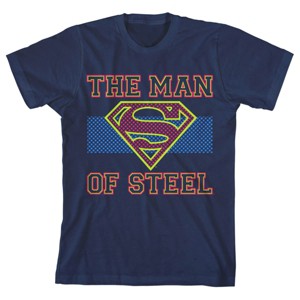 Superman Man of Steel Boy's Navy Blue T-shirt - 1 of 3