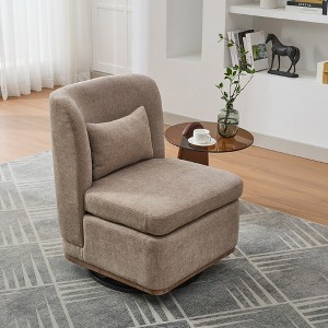 GDFStudio Norma Modern 360° Swivel Chenille Upholstered Chair with Metal Base and Pillow - 1 of 4
