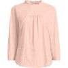 Lands' End Women's 3/4 Sleeve Cotton Slub Lace Trim Top - 3 of 4